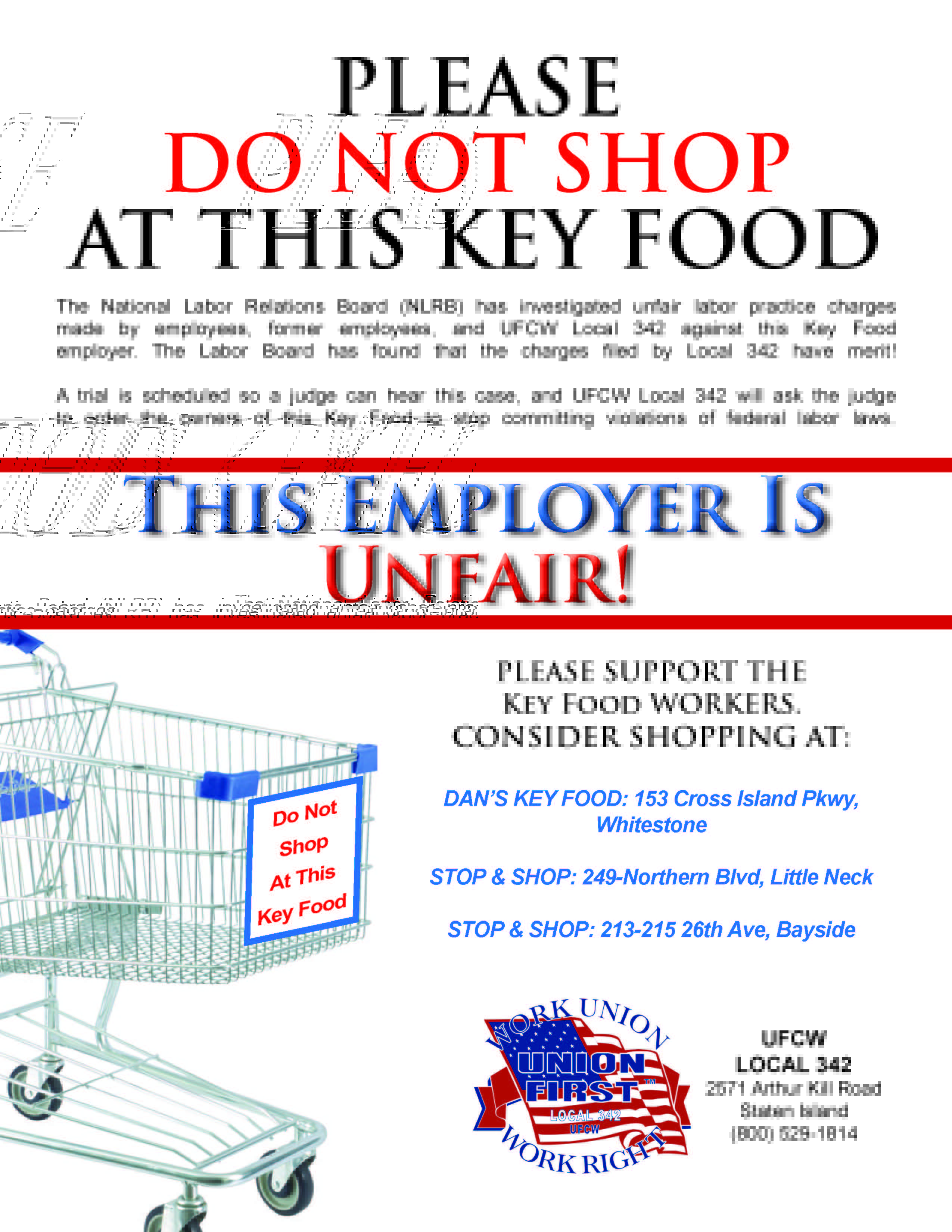 employees strike outside of baysides food universe against unfair key food flyer