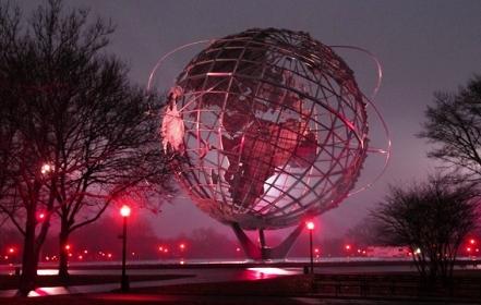 The Unisphere was lit-up red for American Heart Month