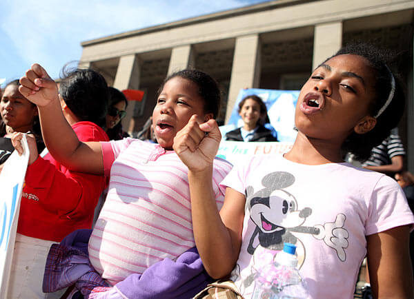 Boro Hall rally blasts mayor’s plan to cut children’s programs in budget