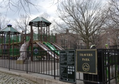 Travers Park across the street from the Garden School play yard