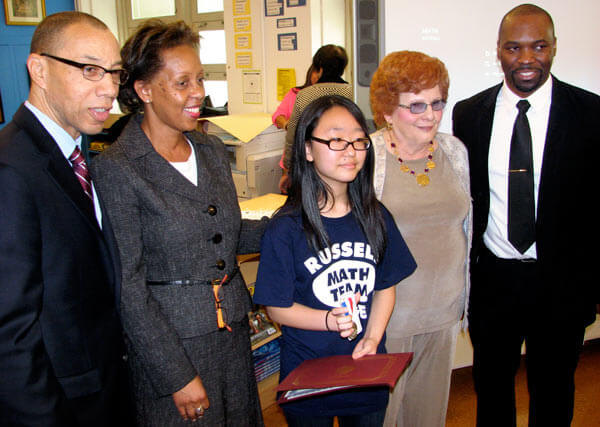 Walcott honors math star at JHS 190 in Forest Hills