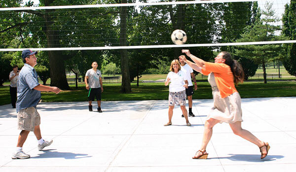 City courts volleyball players with refurbished park area