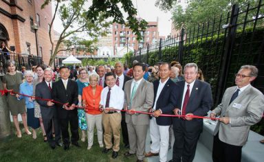 Flushing Town Hall garden in bloom after renovations