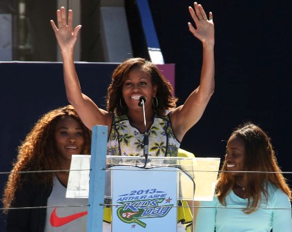 Michelle Obama headlined a star-studded Arthur Ashe Kids’ Day.
