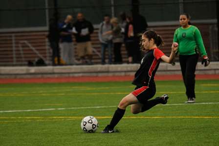 York College’s Anna Lales scored the second goal of the Cardinals 3-2 win over Sarah Lawrence College.