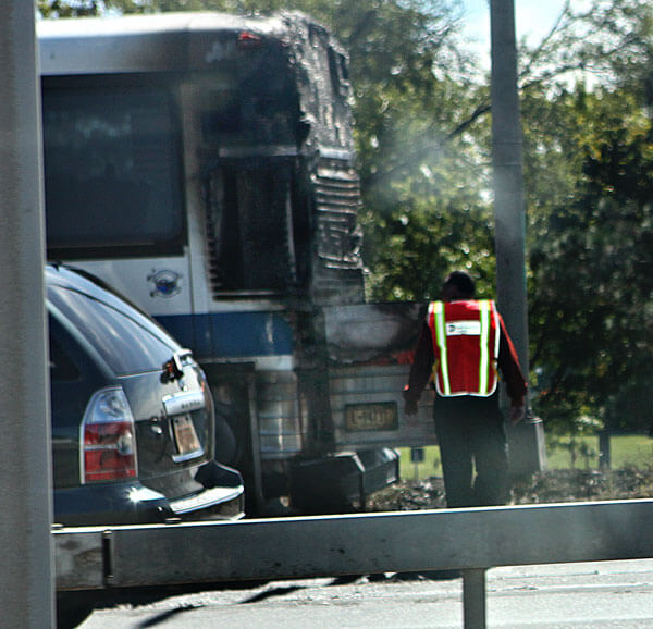 Traffic backed up on LIE as Bravest respond to bus fire