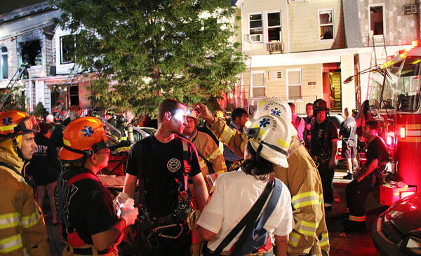 Fire tears through houses