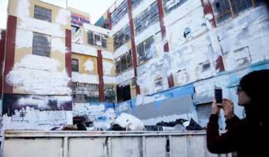 5Pointz graffiti covered over at night