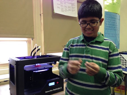 Student with 3D printer