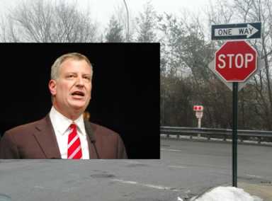 de Blasio stop sign