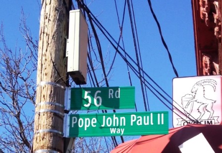 Street sign for Pope John Paul II