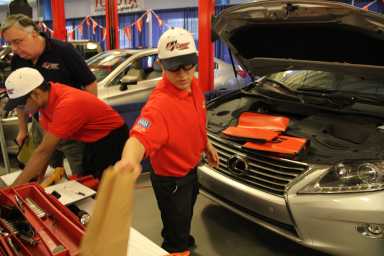 Jose Sanchez and Christopher Sookraj compete in an automobile competition.