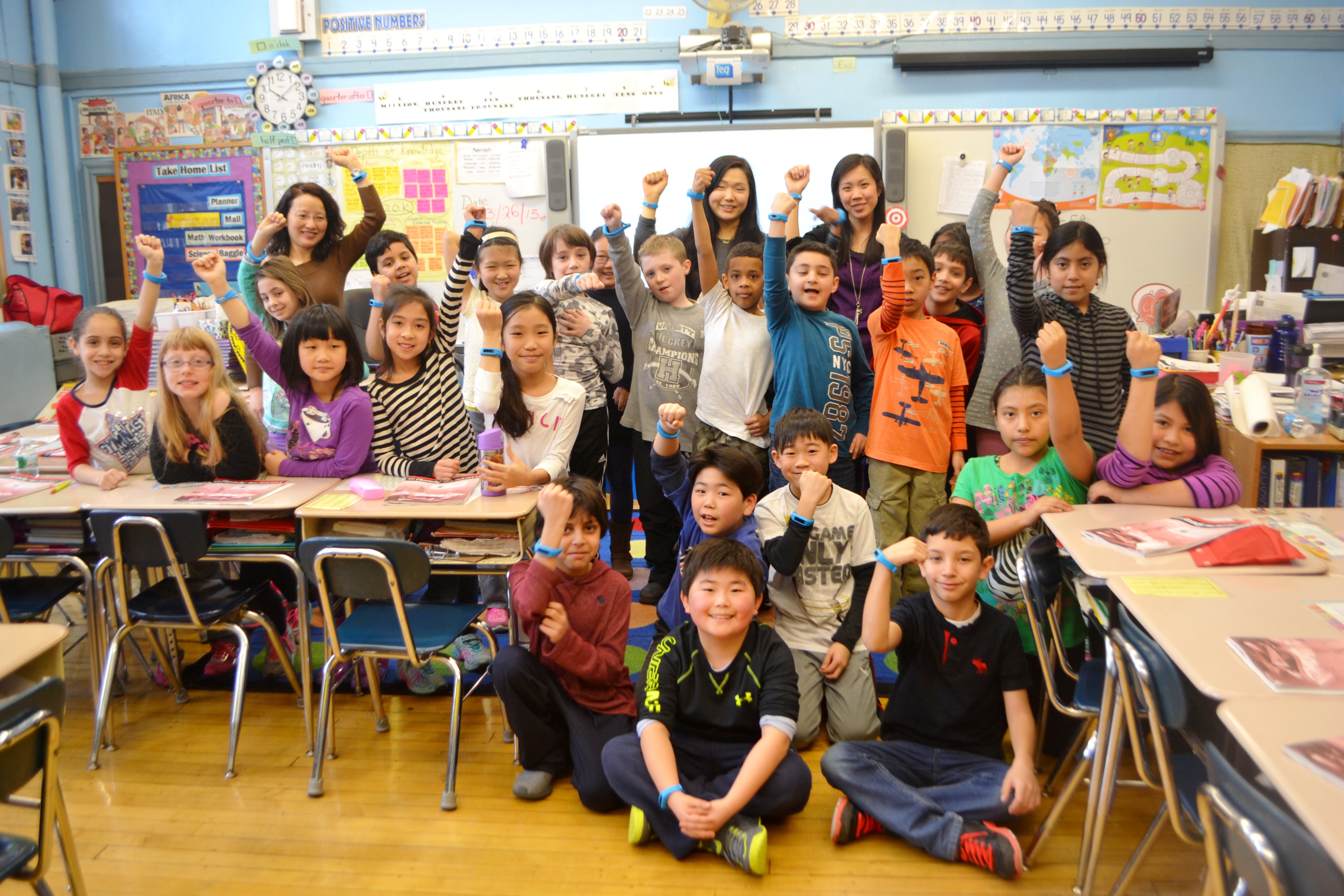P.S. 41's Class 3205, taught by Cindy Wong and Helen Kim, won a trip to see the New York Knicks practice after totaling up 4,503,745 steps, equaling 769 food packets sent to children in Africa.