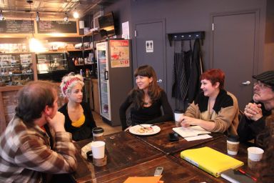Members of the Ridgewood Artists Coalition, chaired by founder Emily Heinz, first met last year at The Spot cafe in Ridgewood.