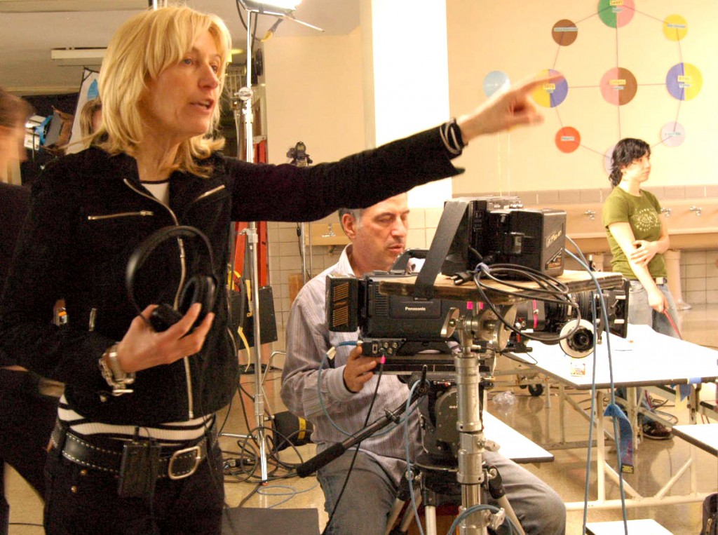 Linda Yellen on set directing "The Last Film Festival."