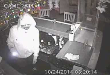 Shameek Dunbar is being charged for a string of burglaries of businesses in western Queens, including Tequila Sunrise on Northern Blvd, where he was caught on surveillance footage (pictured).