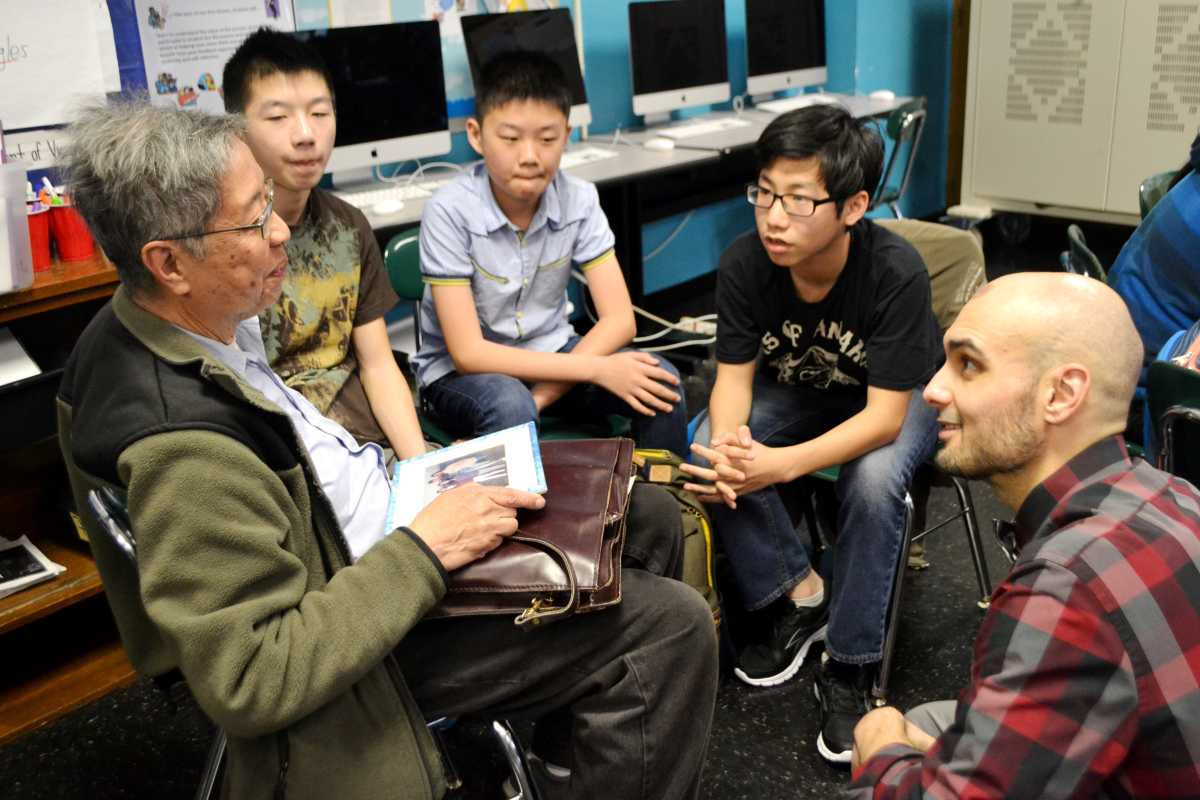 Students in M.S. 74's Moving Image class are working together with local senior citizens to share their stories through documentaries.
