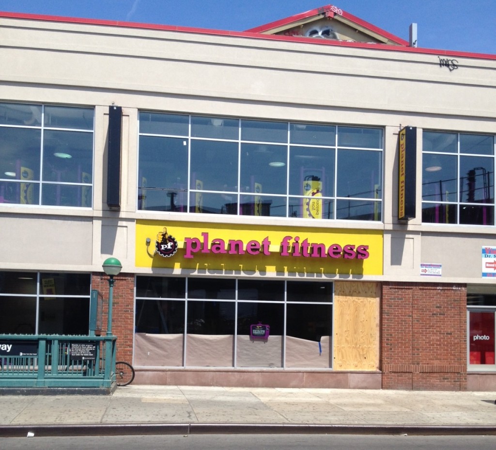 Construction can be seen on the lower level of the Planet Fitness. (Photo by Angela Matua)