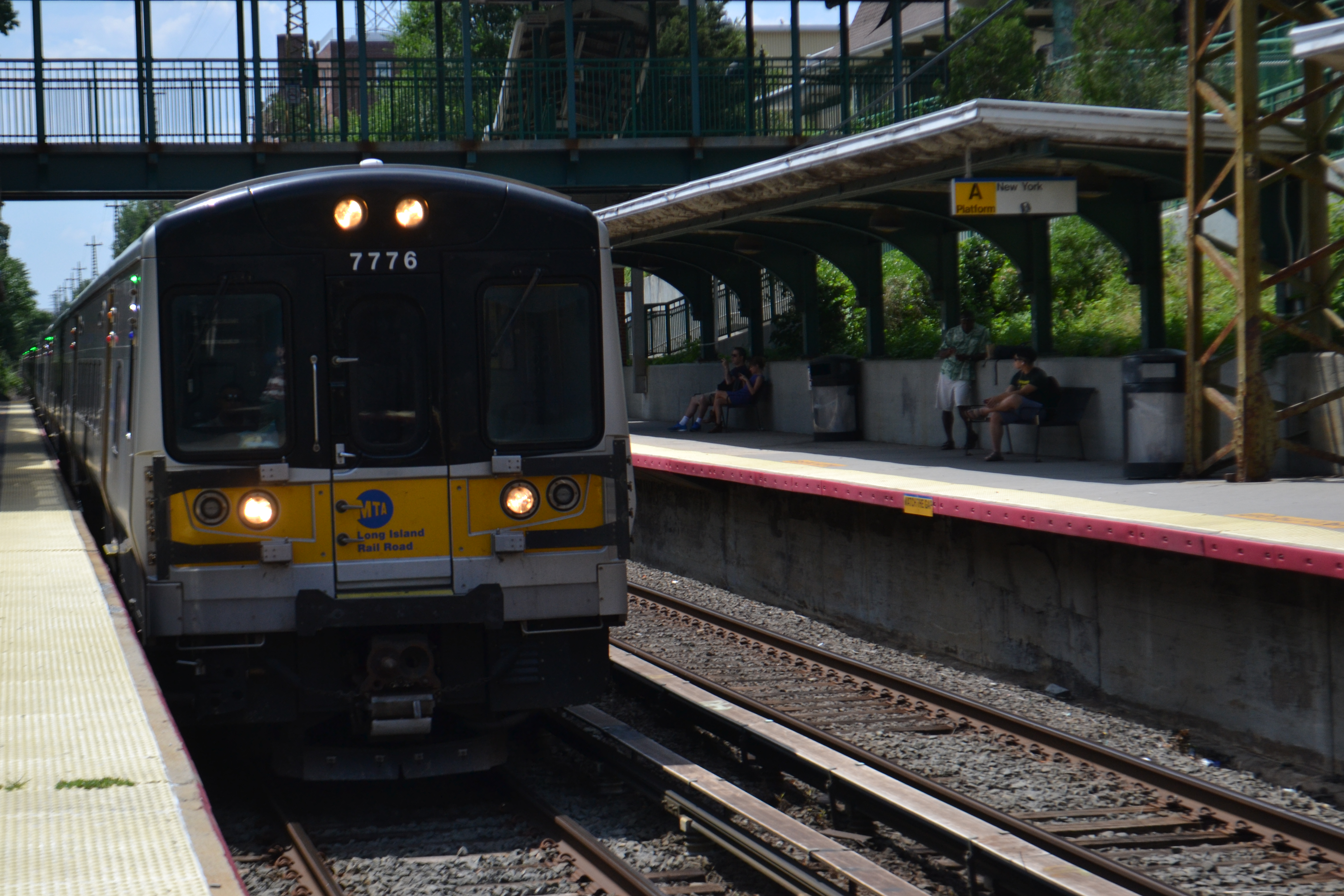 A Long Island Rail Road train arriving in Bayside
