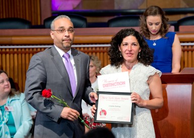 Cristina Furlong, a founding member of Make Queens Safer, was recognized with a Women of Distinction 2015 award at the Capitol in Albany.