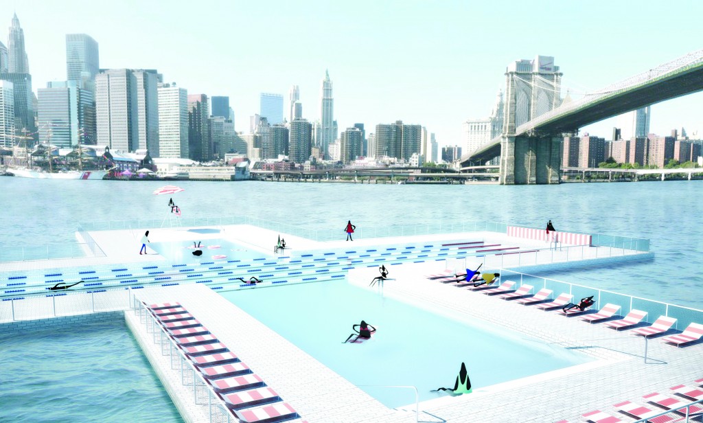 1 Rendering of + POOL from Brooklyn Bridge Park, courtesy Family & PlayLab