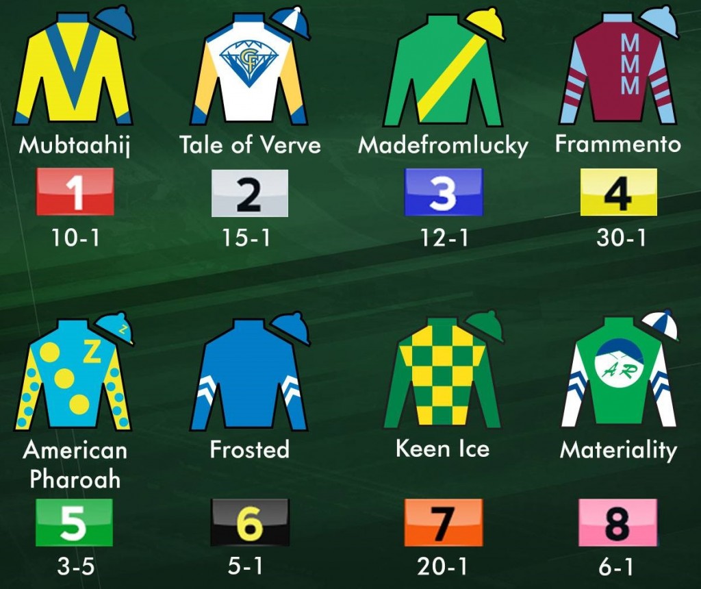 The Belmont Stakes field. Graphic courtesy NYRA.com