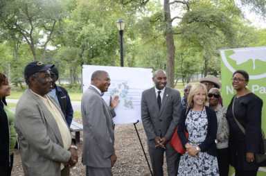 Rosedale residents joined City Councilman Donovan Richards, state Senator James Sanders and Queens Parks Commissioner Dorothy Lewandowski on Wednesday to announce renovation plans for Brookville Park.