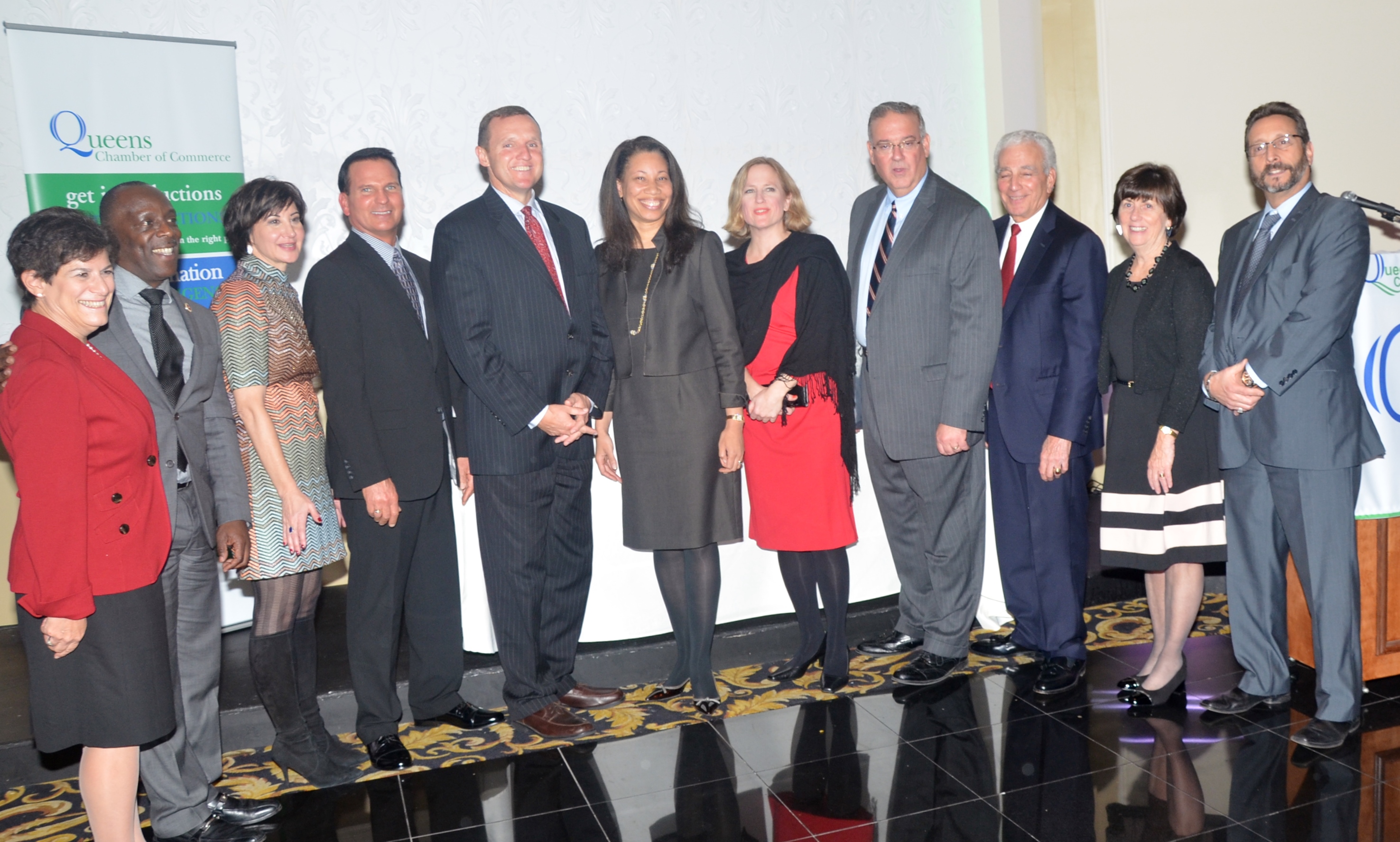 Honorees pose with pols who presented their awards and Chamber executives.