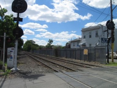 The former Glendale station on the Long Island Rail Road's Montauk branch, where City Councilwoman Elizabeth Crowley hopes to introduce light rail passenger service.