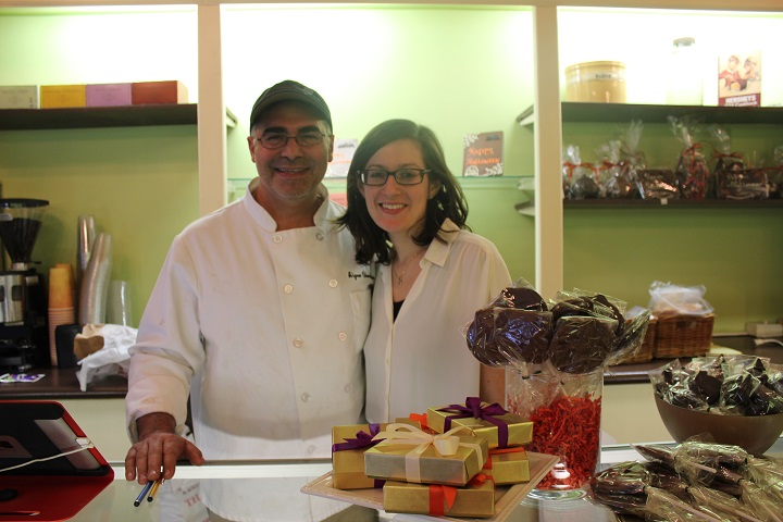 Aigner's new owners Mark Libertini and fiancee Rachel pose with their creations.