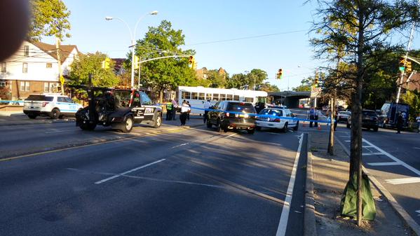 A recent accident on Woodhaven Boulevard in Glendale involving a school bus.