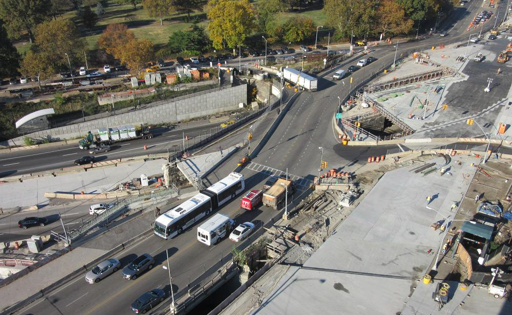 Traffic on Queens Boulevard traveling over the Van Wyck Expressway in Briarwood will be shifted onto a recently completed overpass.
