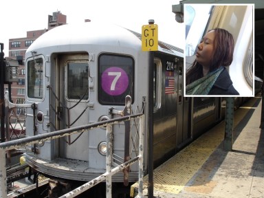 Police are looking for a woman who assaulted a female passenger on board a 7 train in Long Island City on Monday.