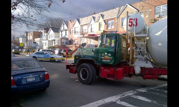 A cement truck struck three pedestrians walking across Junction Boulevard and 55th Avenue in Elmhurst on Wednesday afternoon.