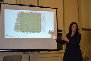 The Parks Department presented their initial design for the reconstruction of the ballfields at Frank Principe Park.