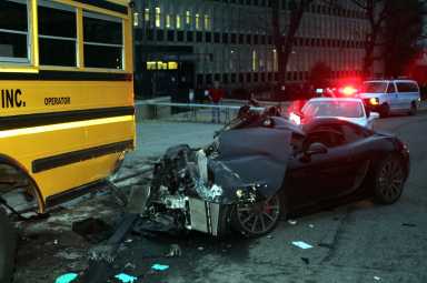 The 29-year-old operator of this destroyed 2014 Porsche is charged with manslaughter and DWI.