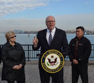 Congressman Joseph Crowley at a 2015 press conference in Flushing