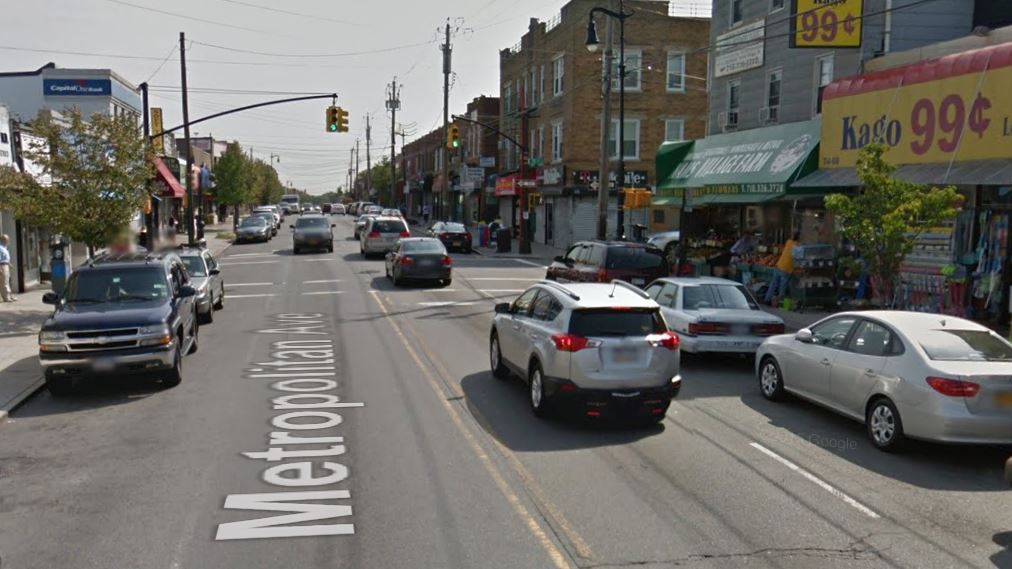 The portion of Metropolitan Avenue between 74th and 75th streets in Middle Village where a 76-year-old woman was fatally struck by an SUV on Wednesday afternoon.
