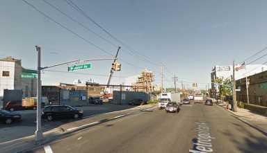 A man was sent to the hospital Monday morning with severe head trauma after being struck by a car on Metropolitan Avenue in Ridgewood.