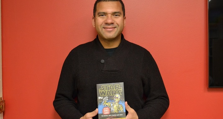 Robert Conte with his new book, “Star Wars Topps Trading Cards, Volume 1.”