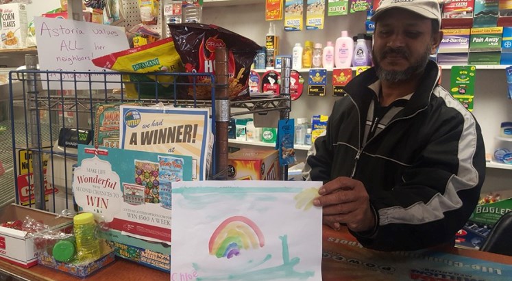 Astoria residents are are showing support for store owner Sarker Haque, who was attacked at his store on Saturday.