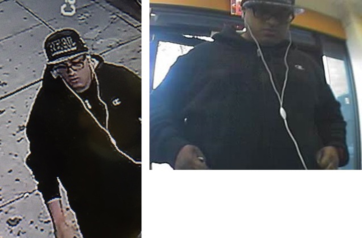 Images of a man who allegedly attached a skimming device onto an ATM at the Atlantic Bank in Bayside last September.
