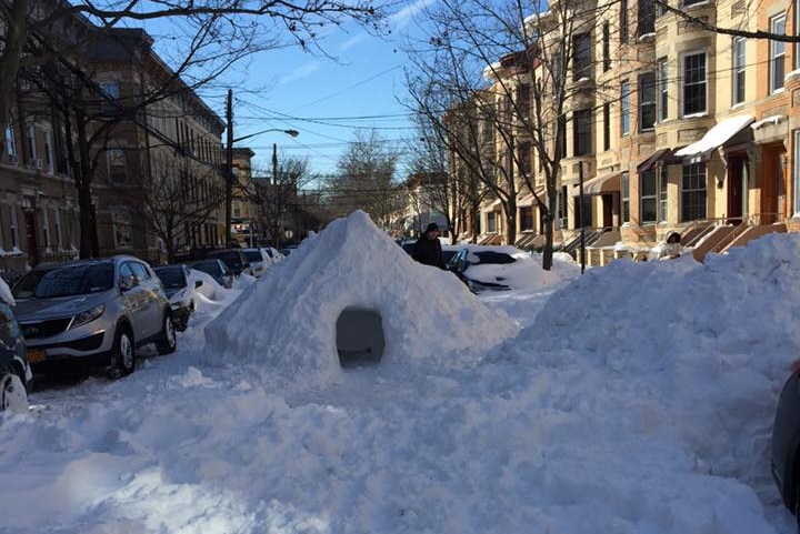 There was enough snow on 71st Avenue in Ridgewood for residents to create a large igloo in the middle of the street.