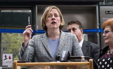 Queens Borough President Melinda Katz at an announcement last year in Forest Hills.