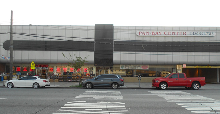 The facade of the Pan Bay Center on Cross Bay Boulevard.