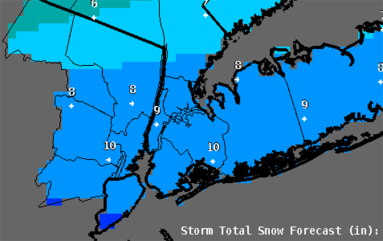 Up to 10 inches of snow could fall at JFK Airport during this weekend's storm, according to the National Weather Service.