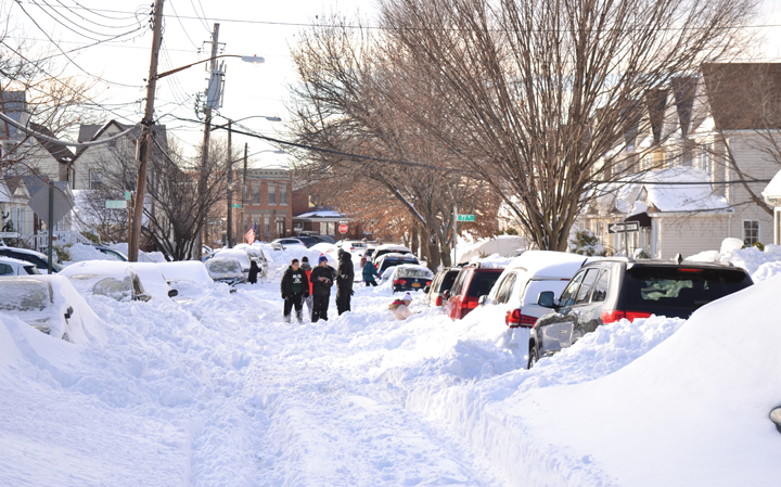 Many inches of snow still covered 66th Road off 78th Street in Middle Village on Sunday.