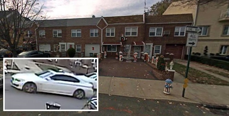 Two individuals are wanted for murdering an Ozone Park man during a home invasion Monday; their getaway car is shown in the inset.