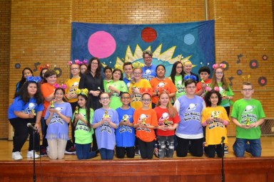 Students at P.S./I.S. 113 in Glendale put on a performance of their self-made musical "The Galactic Dance-a-Thon."