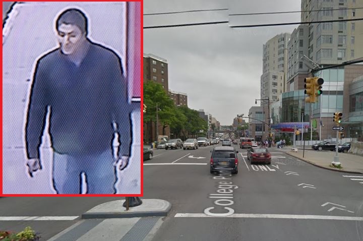 The man pictured at left is wanted for allegedly groping a woman in Flushing back in December.